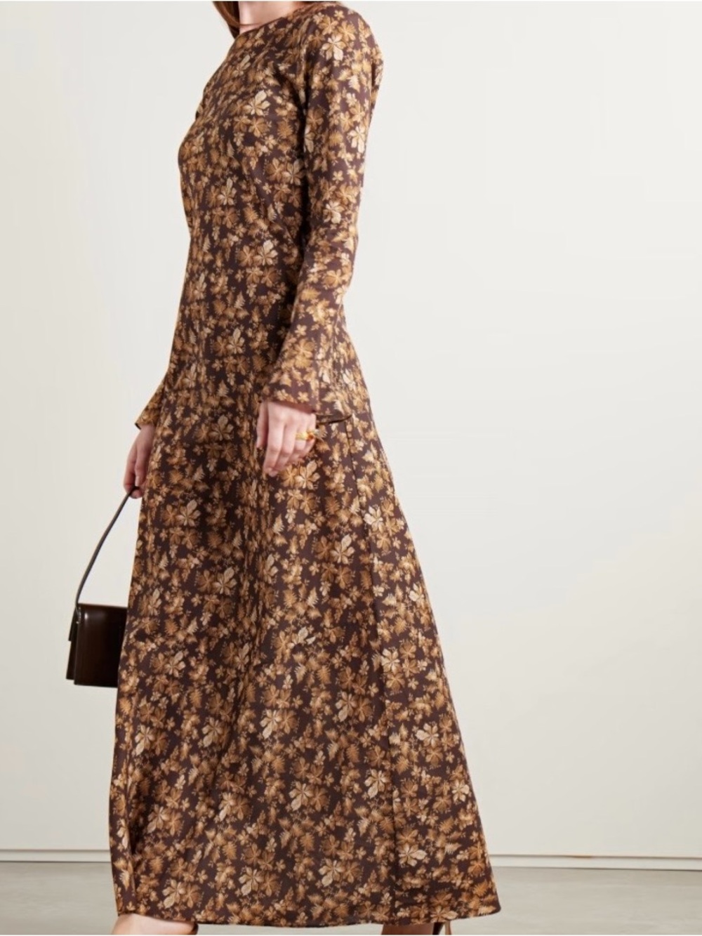 Doen size small Women’s Brown Floral Long Sleeve Maxi Dress - Picture 2 of 6